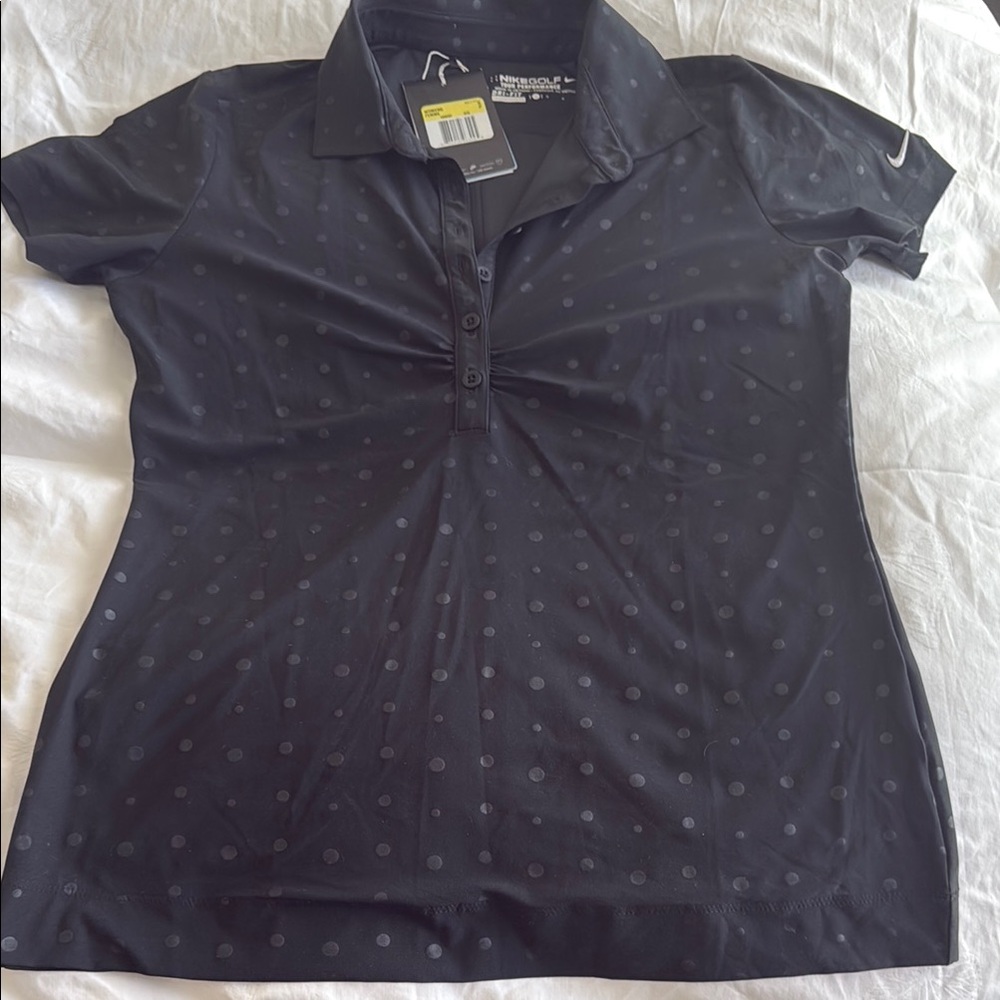 Nike Women's Black Button Down Golf Shirt size small NWT